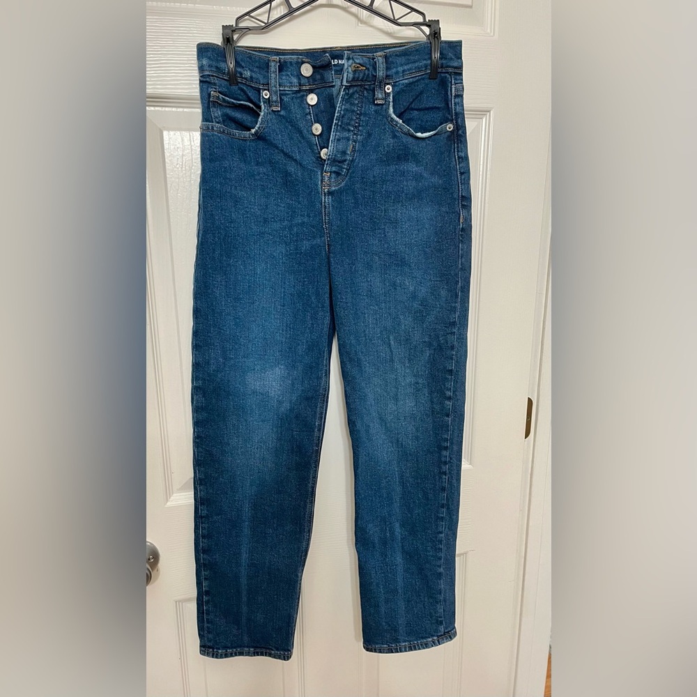 Old Navy Sky-Hi Straight Jeans in Deep Blue